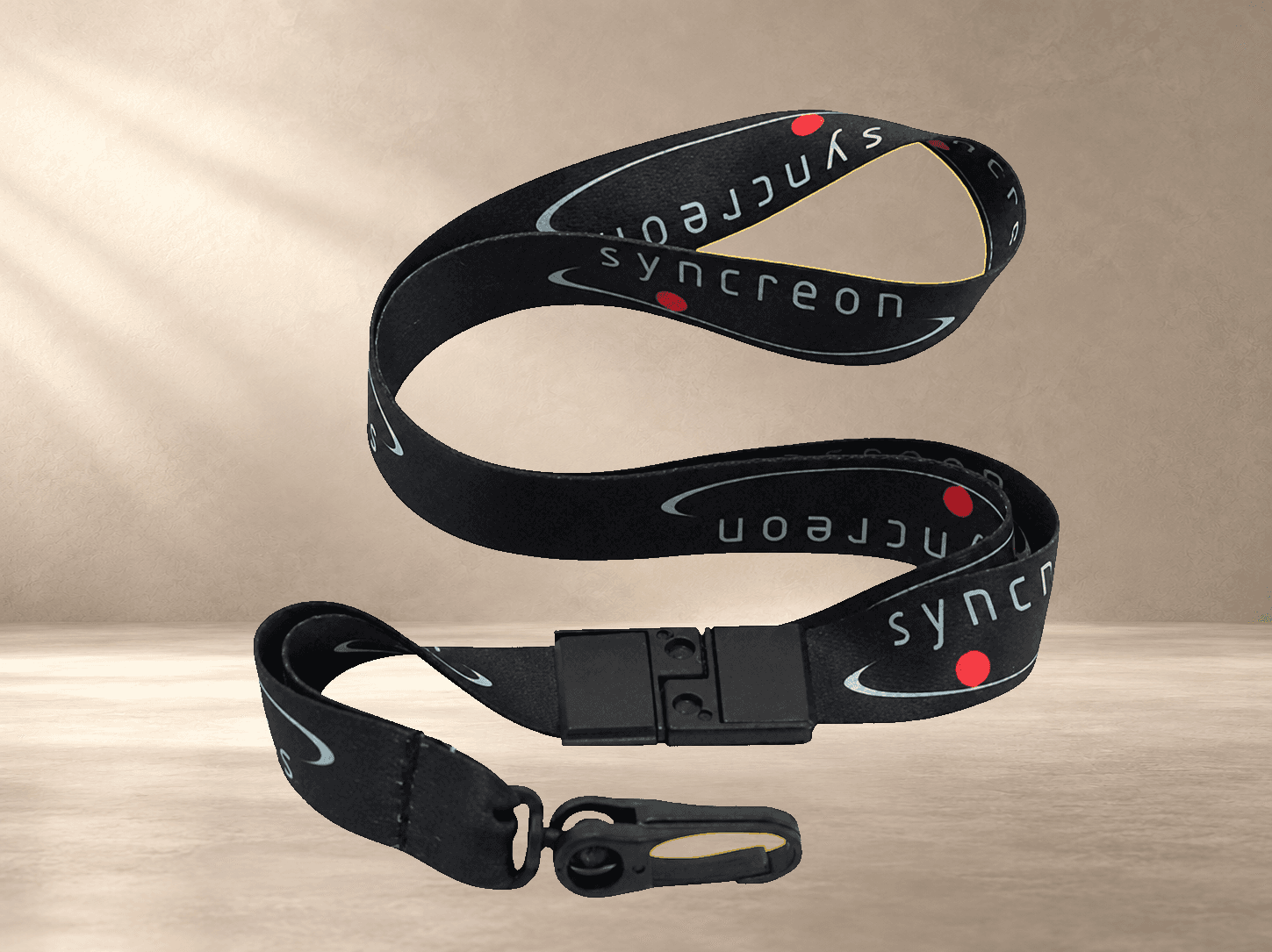 Cordão Personalizado Digital 0,80 cm x 20mm com Clips e Fixador de Plástico e Trava de Segurança