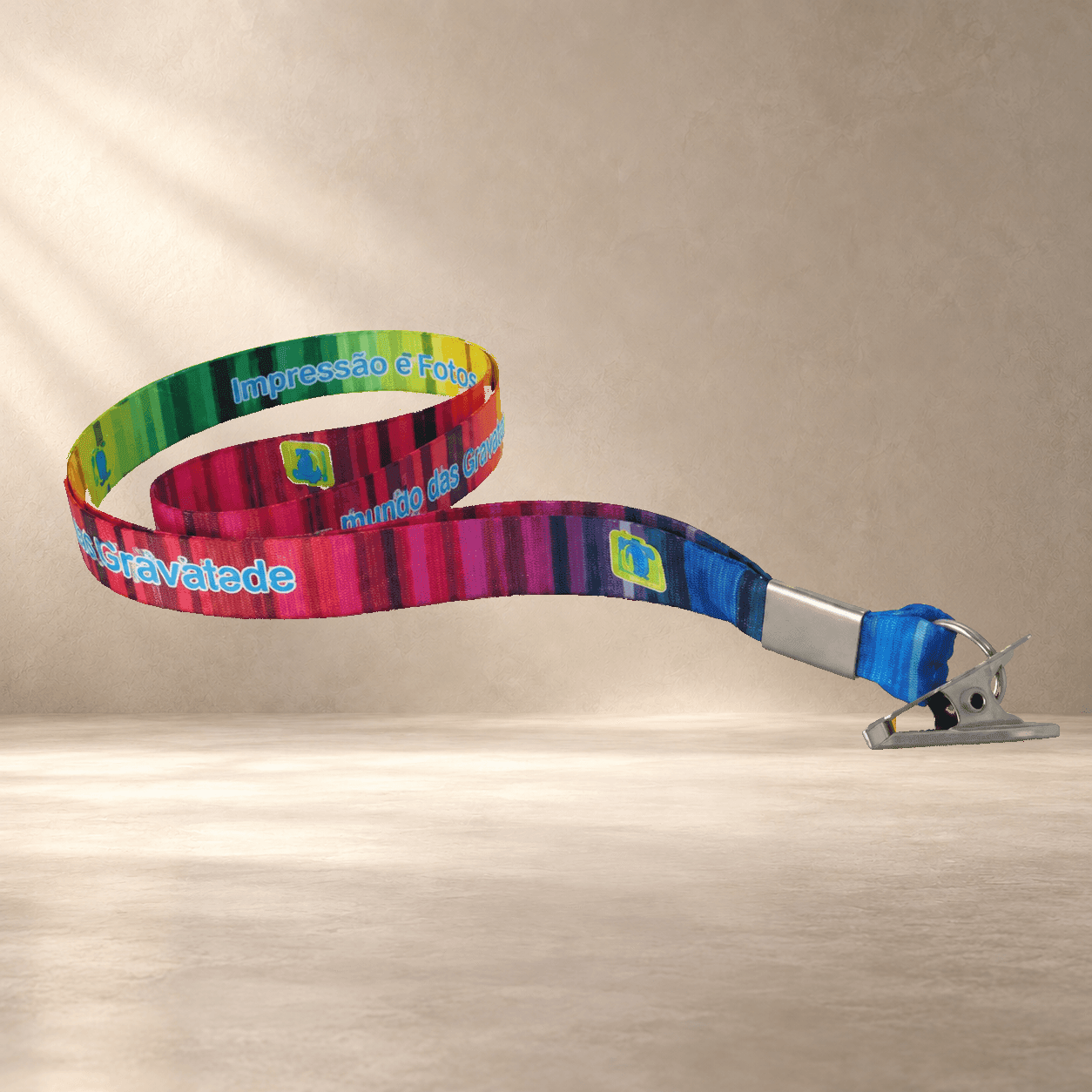 Cordão Personalizado Digital 0,80 cm x 15mm com Clips de Metal